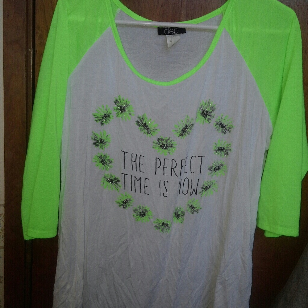 The perfect time is now neon green baseball tee